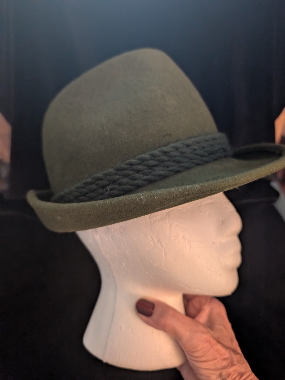 Olive Green Wool Braided Band Fedora